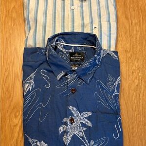 Quiksilver Blue Tropical Button Down Shirt, Lot of 2
